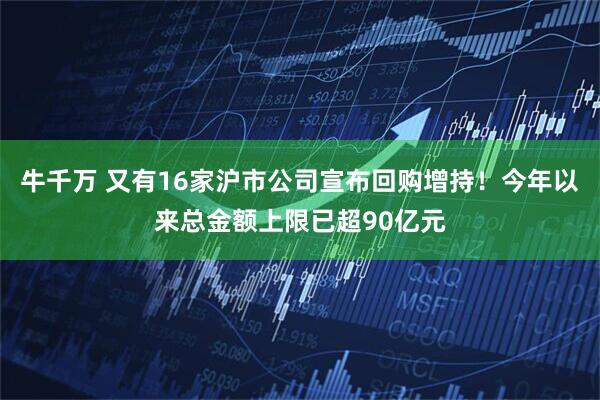 牛千万 又有16家沪市公司宣布回购增持！今年以来总金额上限已超90亿元