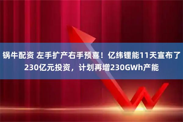锅牛配资 左手扩产右手预喜！亿纬锂能11天宣布了230亿元投资，计划再增230GWh产能