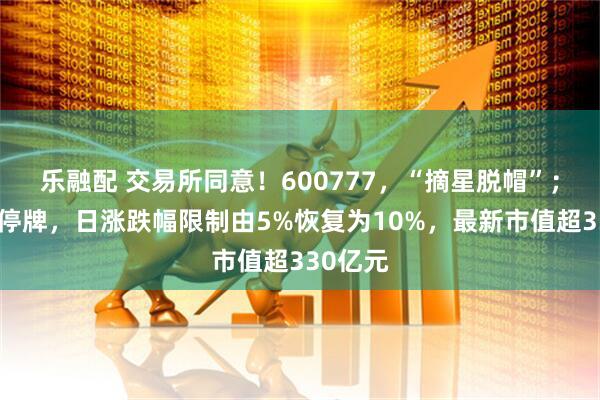 乐融配 交易所同意！600777，“摘星脱帽”；下周一停牌，日涨跌幅限制由5%恢复为10%，最新市值超330亿元