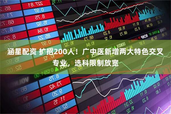 涵星配资 扩招200人！广中医新增两大特色交叉专业，选科限制放宽